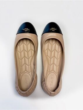COACH Bonnie Beige Ballet Leather Flats